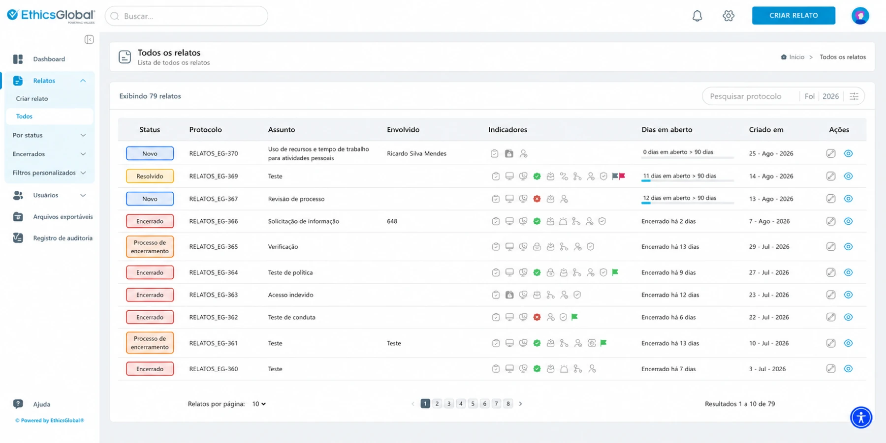 Gestão de casos no CaseManager